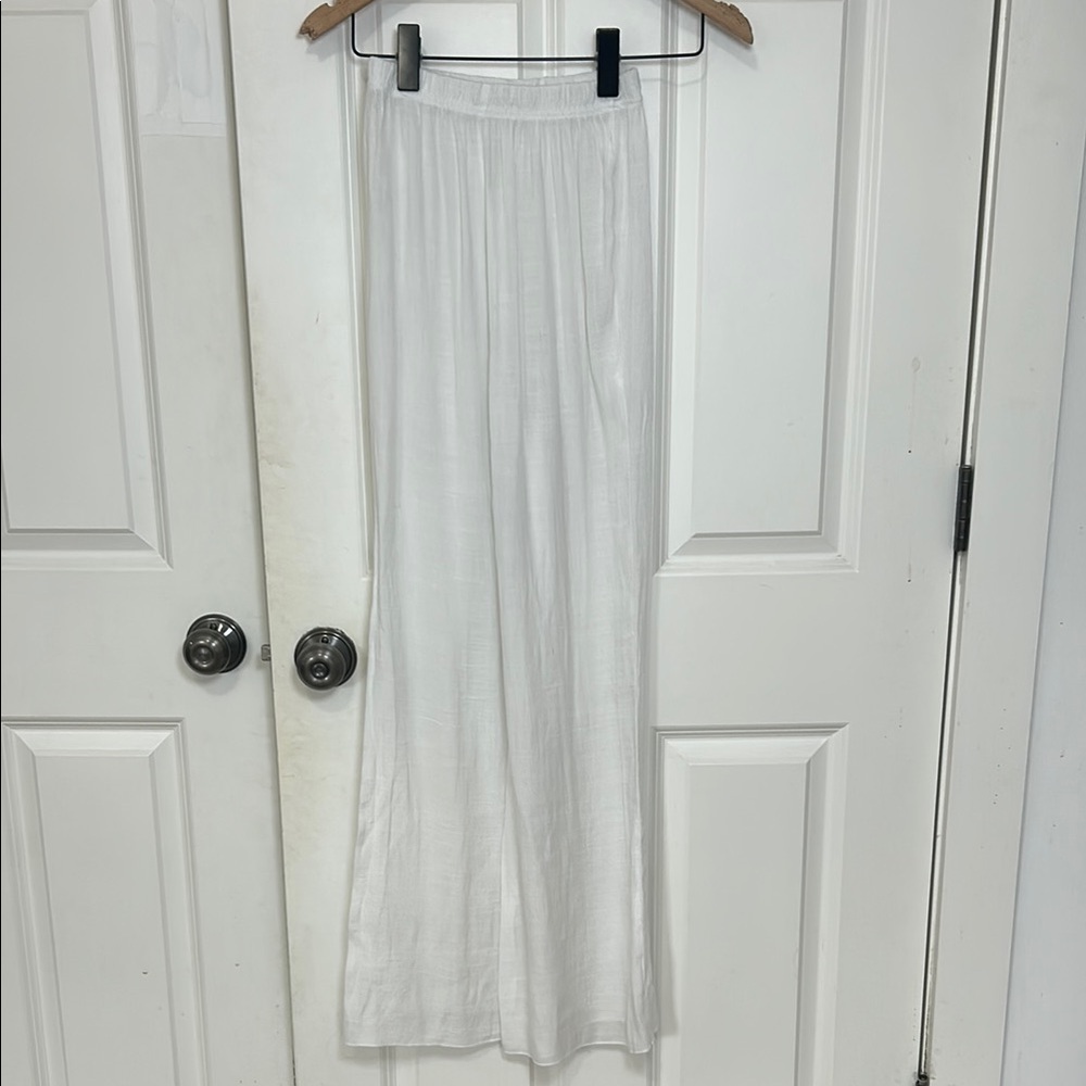 SHEIN Classic White Beach Pants size small polyester lightweight pool pants